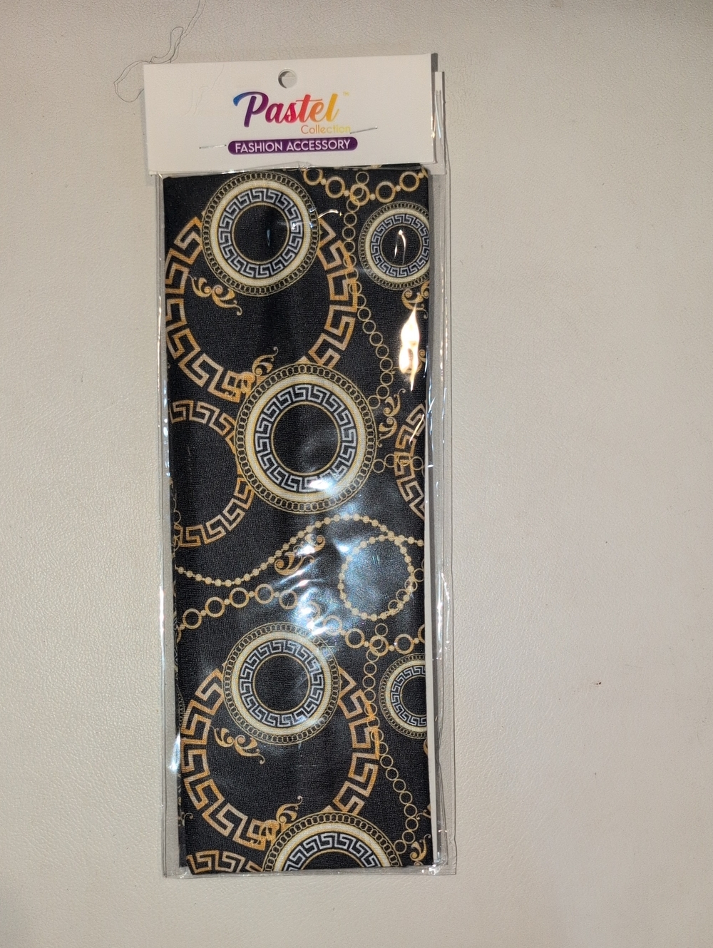 Pastels Black & Gold Patterned Hair Scarf